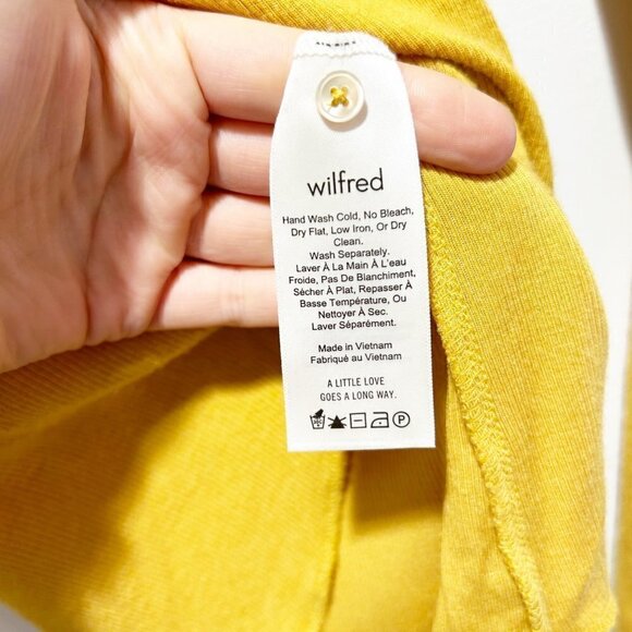 🌷SALE Wilfred Aritzia Oceane Ribbed Shirt Size XS Yellow Modal Soft - Picture 11 of 16